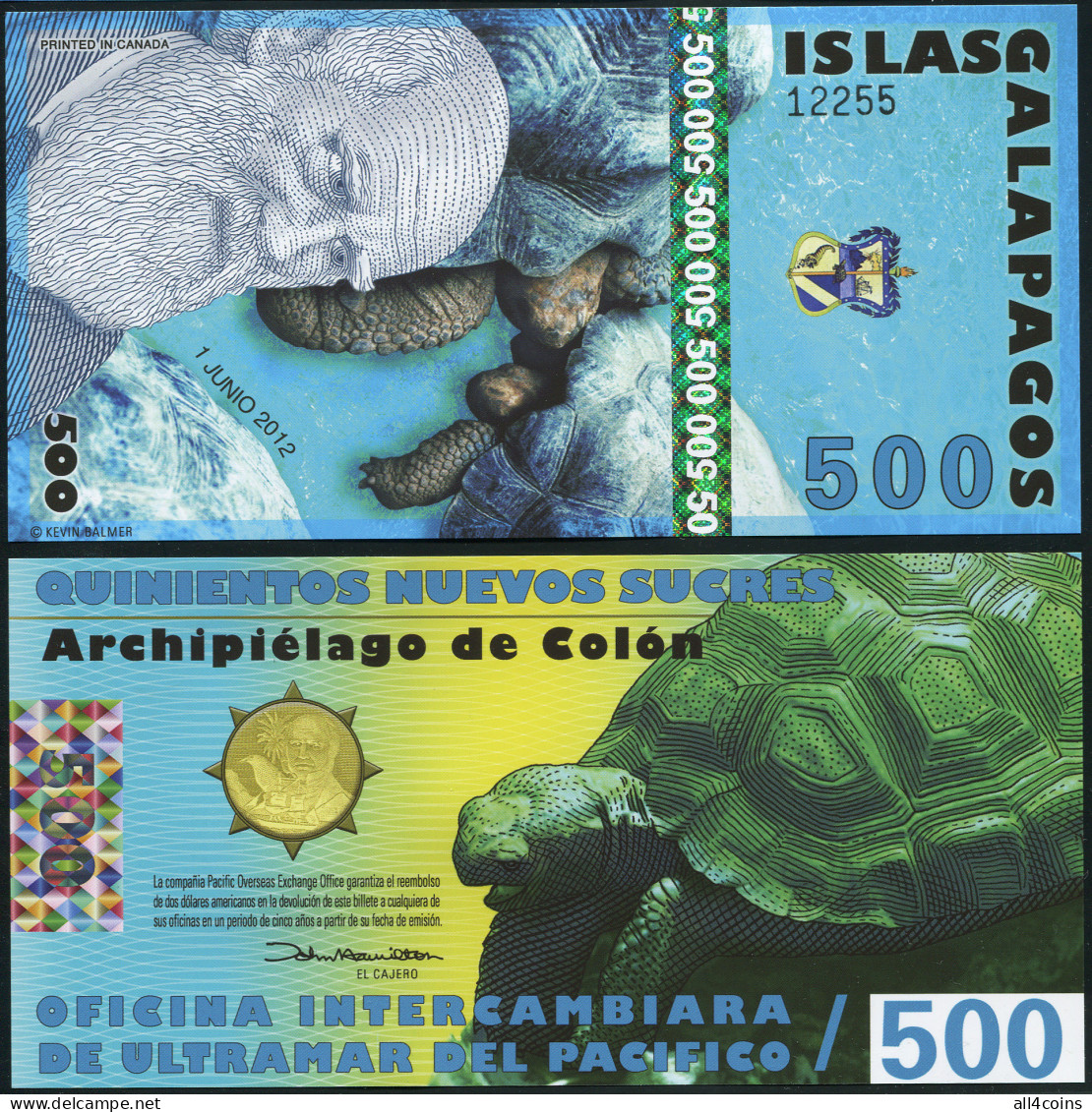 Galápagos Islands 500 Neuvos Sucres. 01.06.2012 Polymer Unc. Banknote Cat# P.NL - Otros & Sin Clasificación