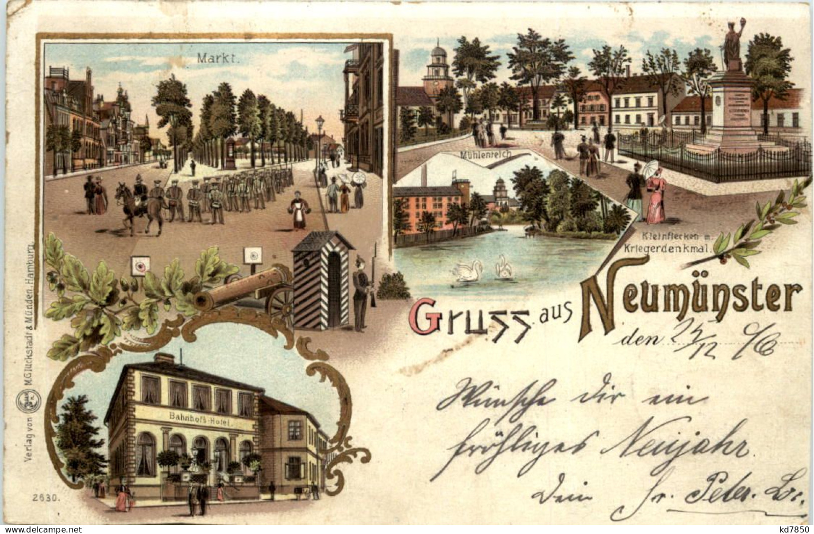 Gruss Aus Neumünster - Litho 1896 - Neumuenster