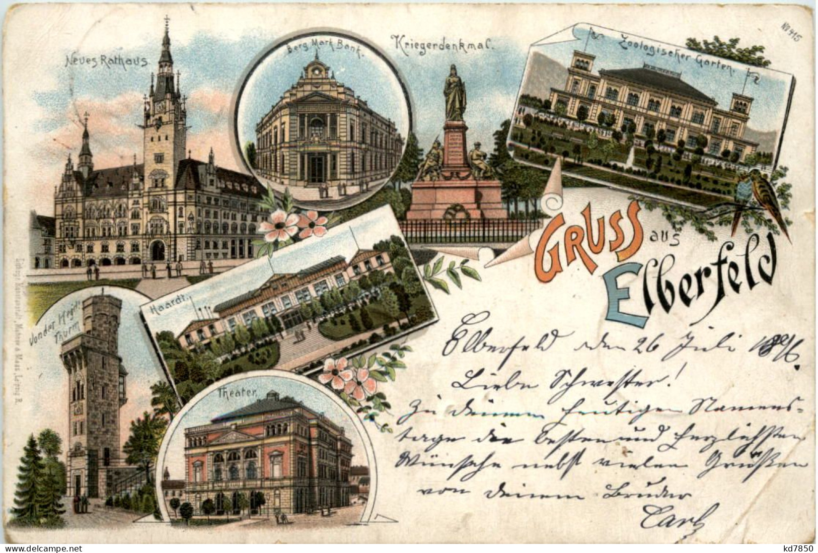 Gruss Aus Elberfeld - Litho 1896 - Wuppertal