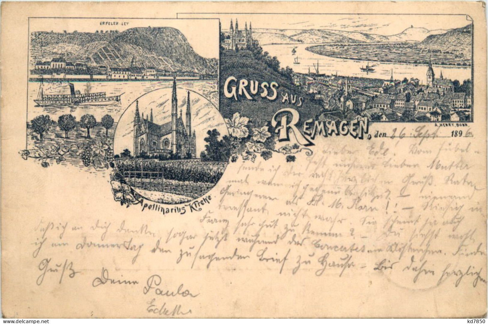 Gruss Aus Remagen - Litho - Vorläufer 1896 - Remagen