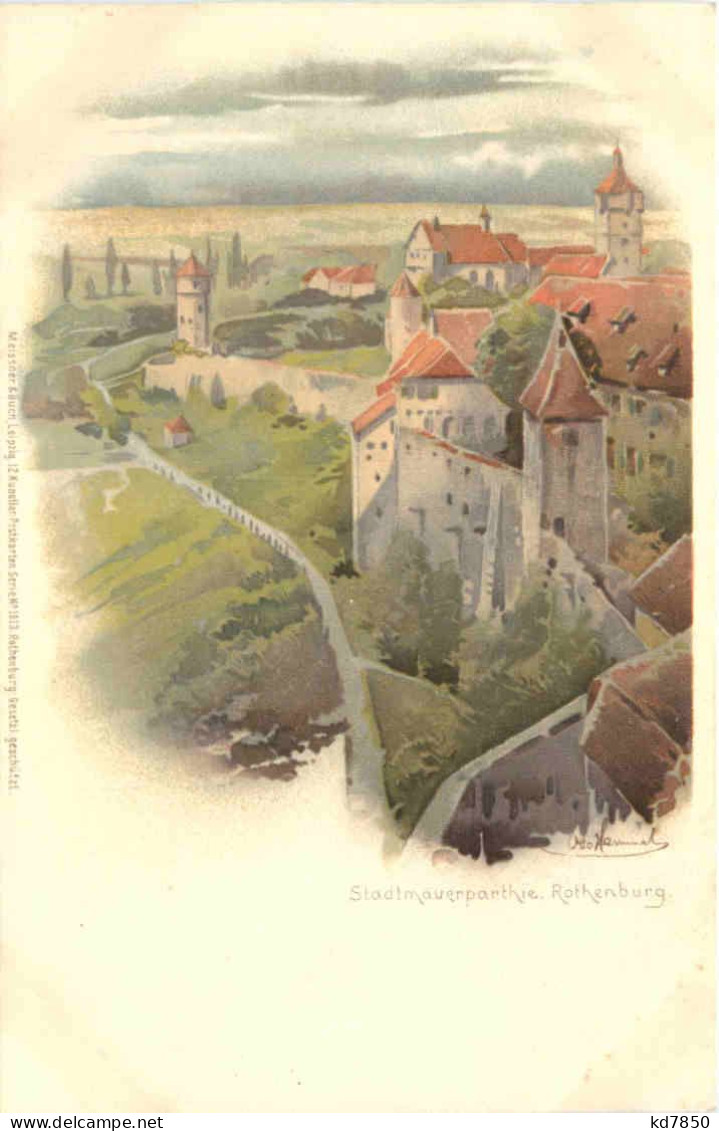 Rothenburg - Stadtmauerparthie - Litho - Rothenburg O. D. Tauber