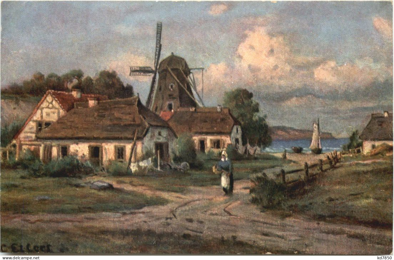 Windmühle - Künstler Ak - Moulins à Vent