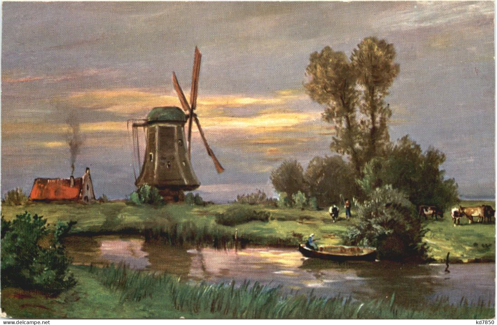 Windmühle - Künstler Ak - Moulins à Vent