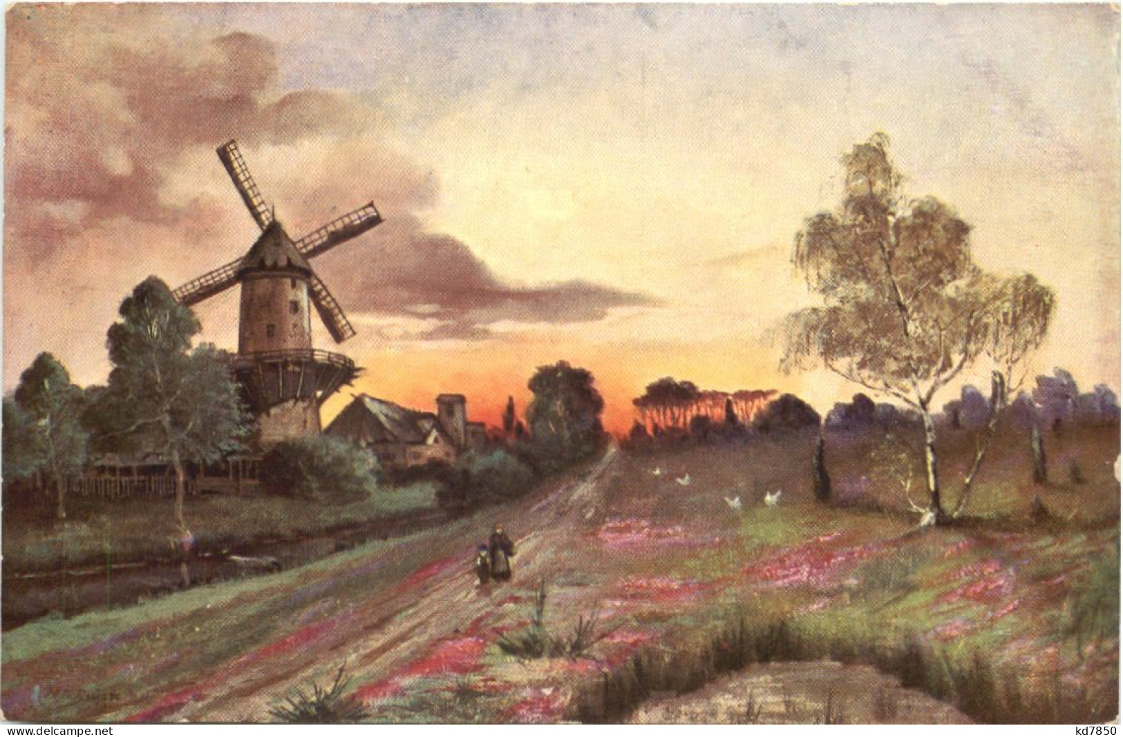 Windmühle - Künstler Ak - Windmills