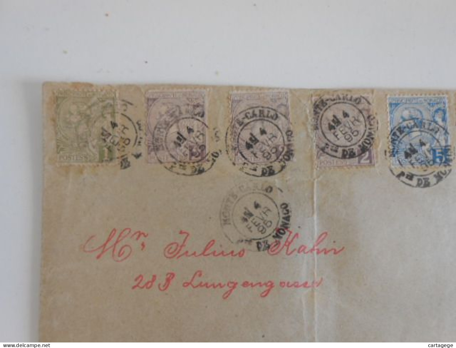 MONACO LETTRE DU 4/2/1895 AVEC YT 11/13 PRINCE ALBERT 1er - Covers & Documents