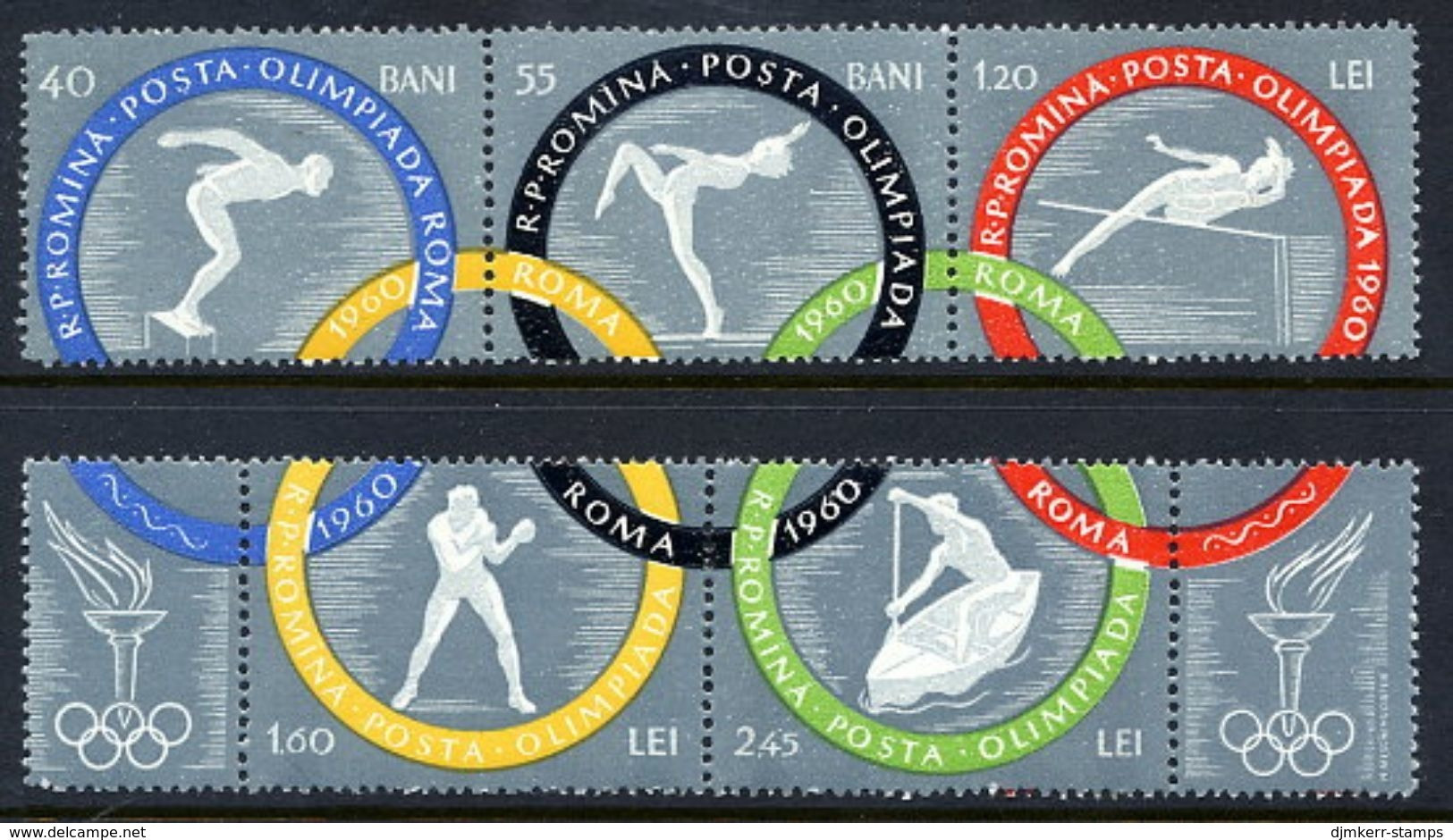 ROMANIA 1960 Olympic Games Perforated Strips MNH / **.  Michel 1853-58A - Ungebraucht