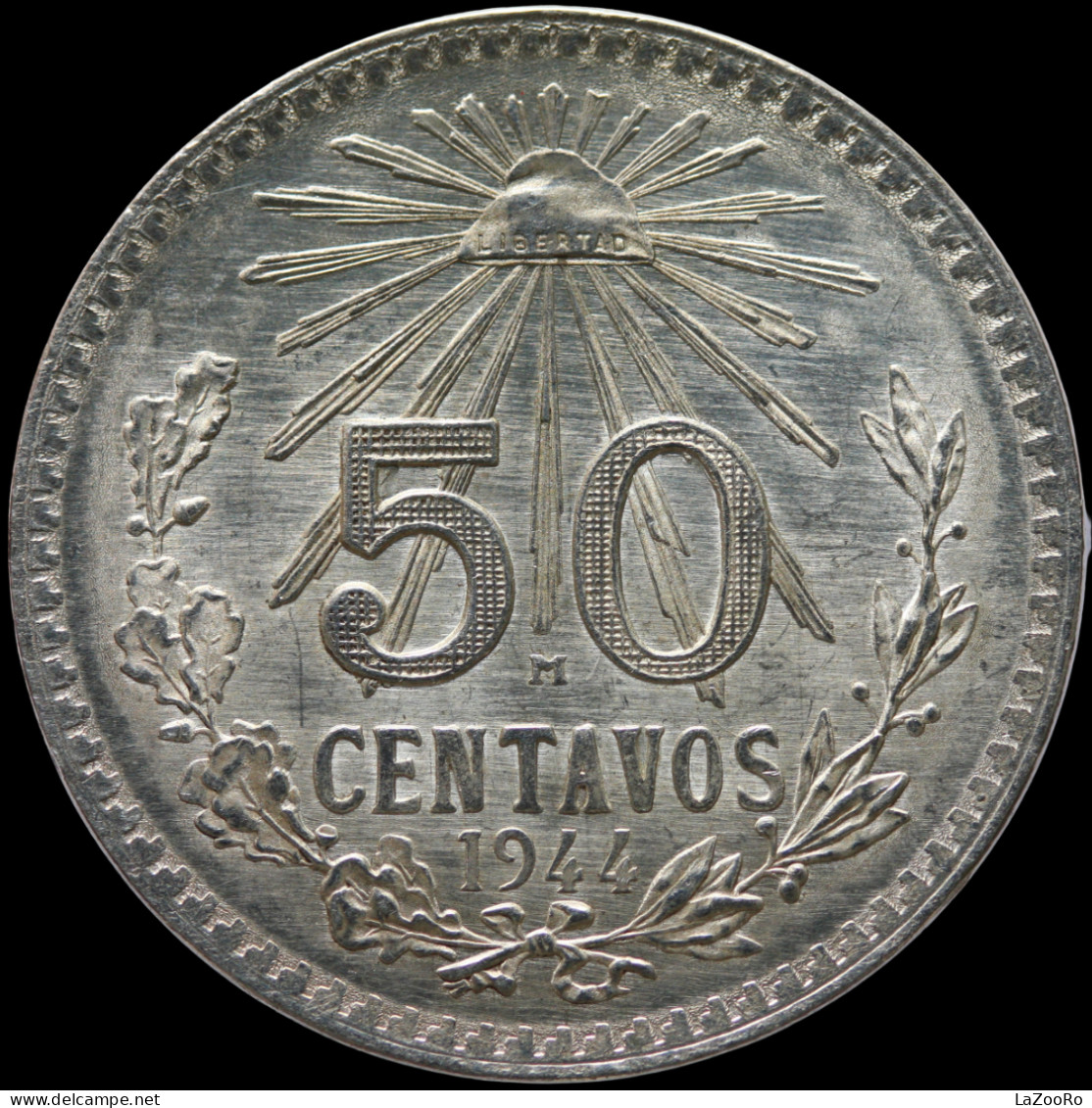 LaZooRo: Mexico 50 Centavos 1944 UNC - Silver - México