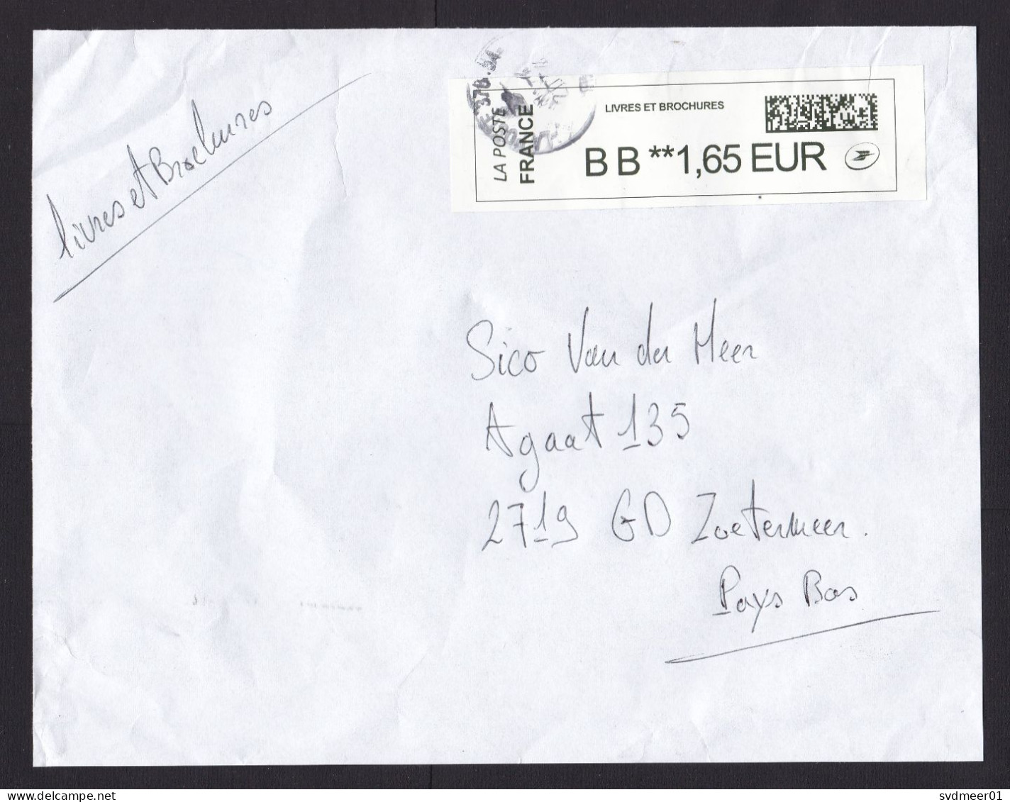 France: Parcel Fragment (cut-out) To Netherlands, 2024, ATM Machine Label, BB Rate 1.65 EUR, QR Code (minor Damage) - Covers & Documents