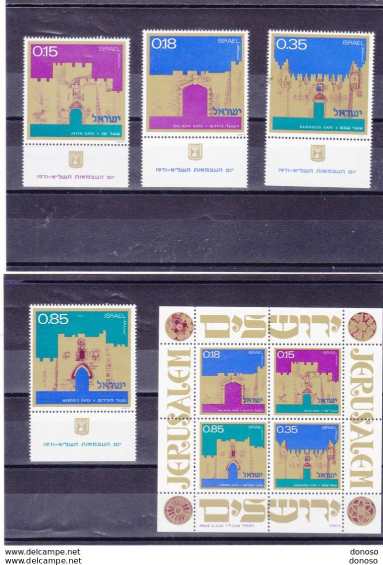 ISRAËL 1971 PORTES DE JERUSALEM Yvert 437-440 + BF 8, Michel 503-506 + Bl 8 NEUF** MNH Cote 19 Euros - Ungebraucht (mit Tabs)