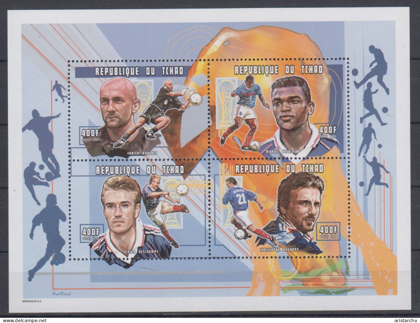 TCHAD 1998 FOOTBALL WORLD CUP 3 SHEETLETS AND S/SHEET - 1998 – Frankreich