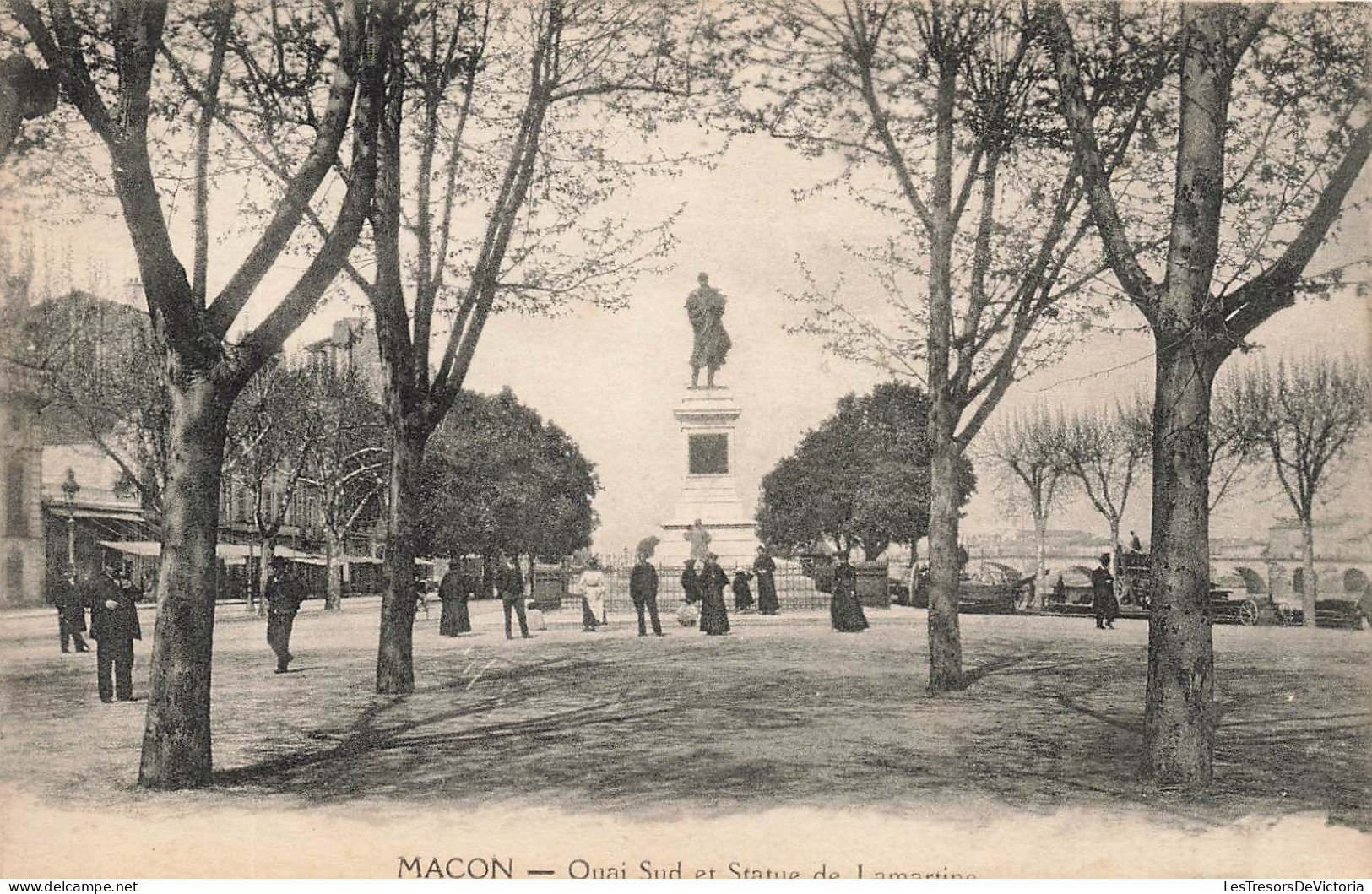 FRANCE - Macon - Vue Sur Le Quai Sud Et La Statue De Lamartine - Vue Sur Une Statue - Animé - Carte Postale Ancienne - Macon