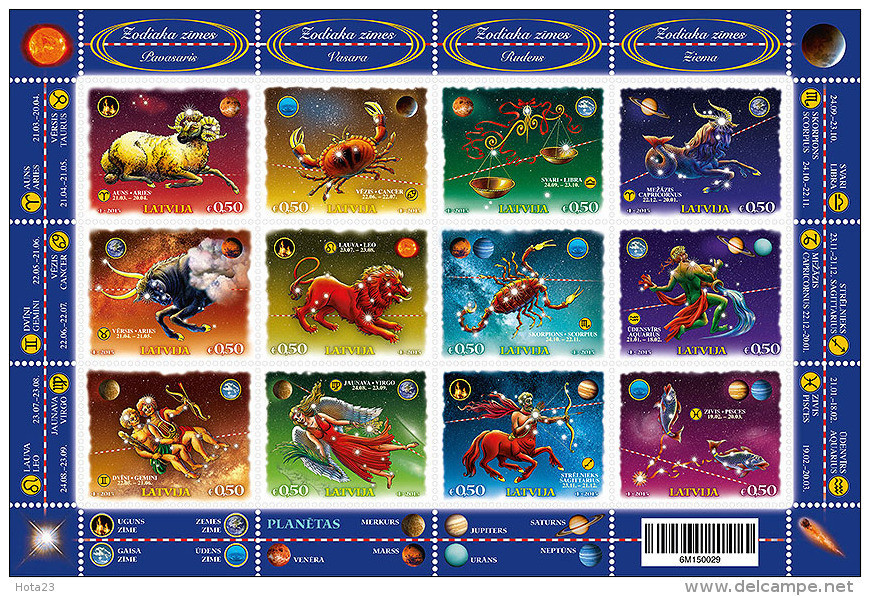 2015 Latvia Latvian China,Lunar Horoscope MNH Full Mini Sheet - Lettonie