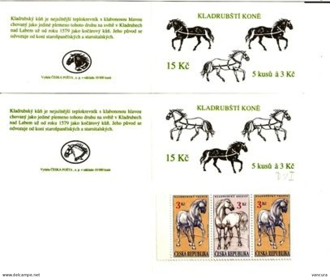 Stamp Booklets 122-3 Czech Republic Horses Of Kladruby 1996 - Chevaux