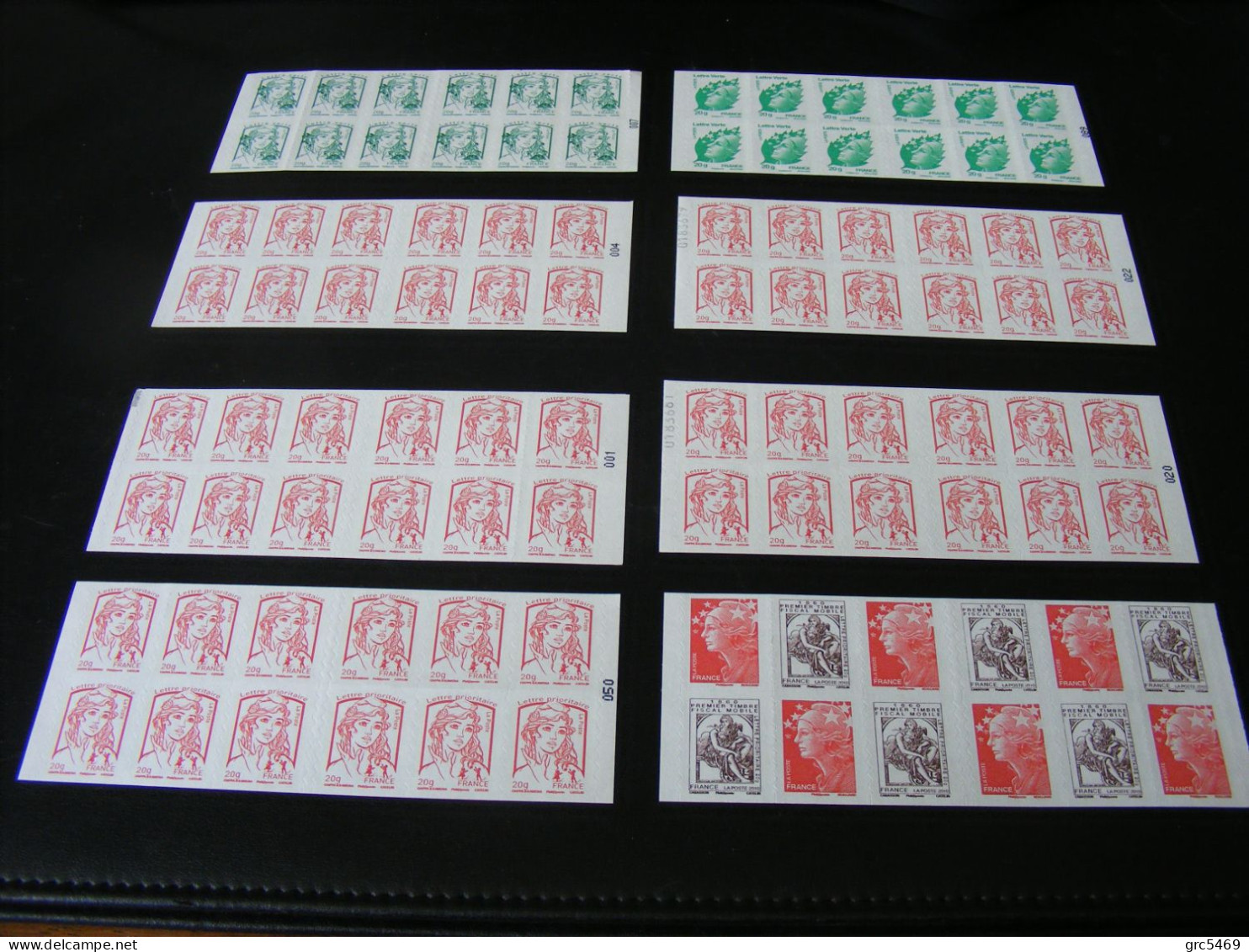 LOT 8 Carnets Timbres VERTS Et ROUGES à Validité PERMANENTE Auto-collants  Faciale =  124 Euros - Verzamelingen (zonder Album)