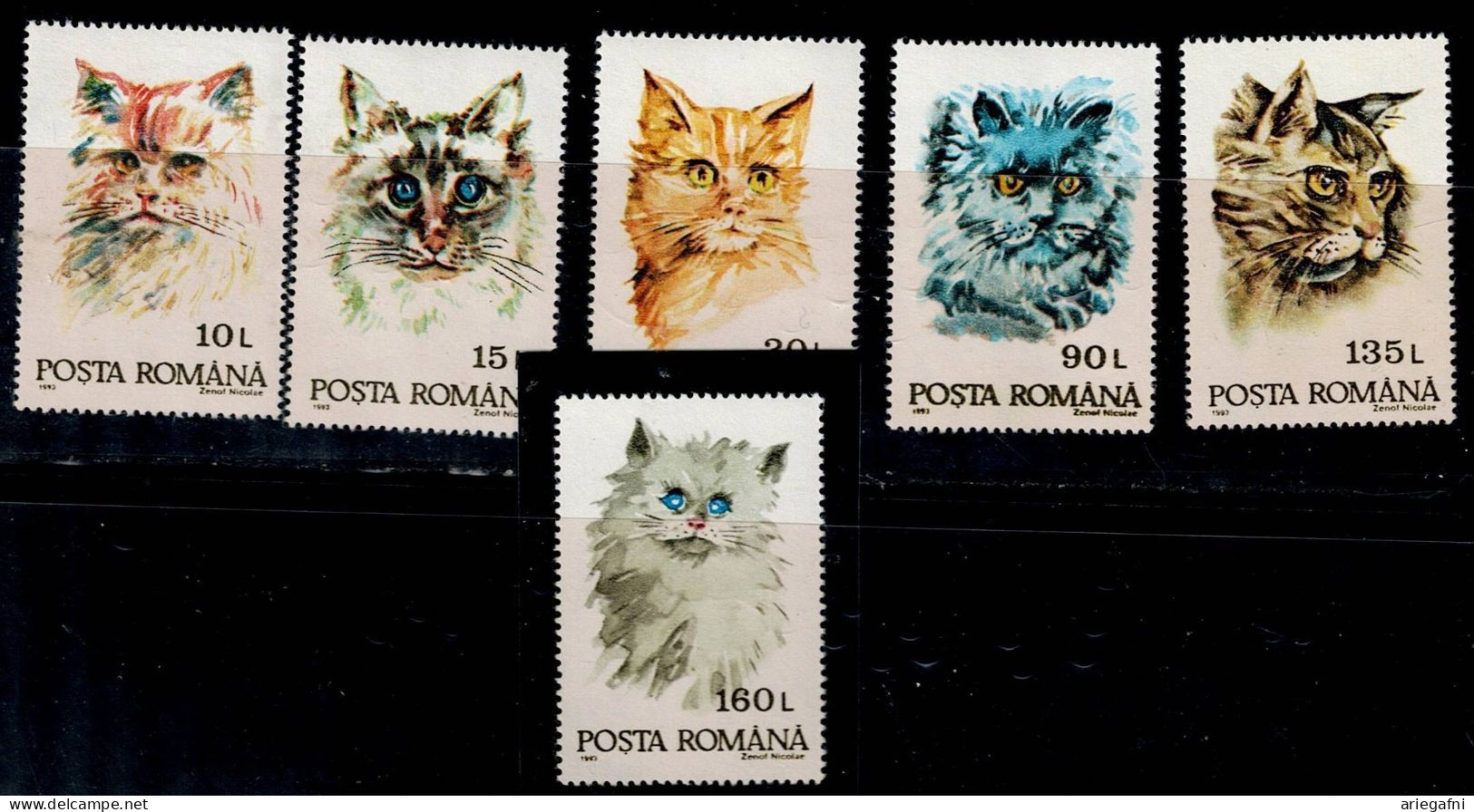 ROMANIA 1993 CATS MI No 4885-90 MNH VF!! - Nuevos