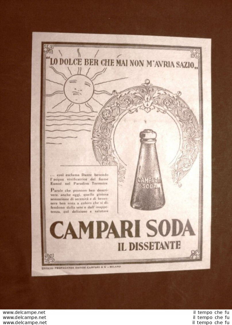 Pubblicità Del 1945 Campari Soda Lo Dolce Ber Che Mai Non M'avria Sazio - Other & Unclassified