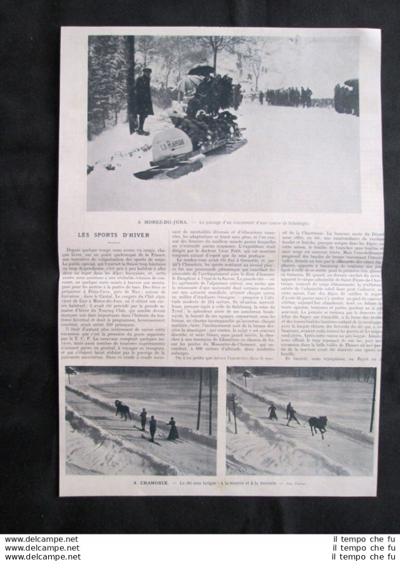 Lo Sport Invernale A Chamonix E Morez Stampa Del 1909 - Autres & Non Classés