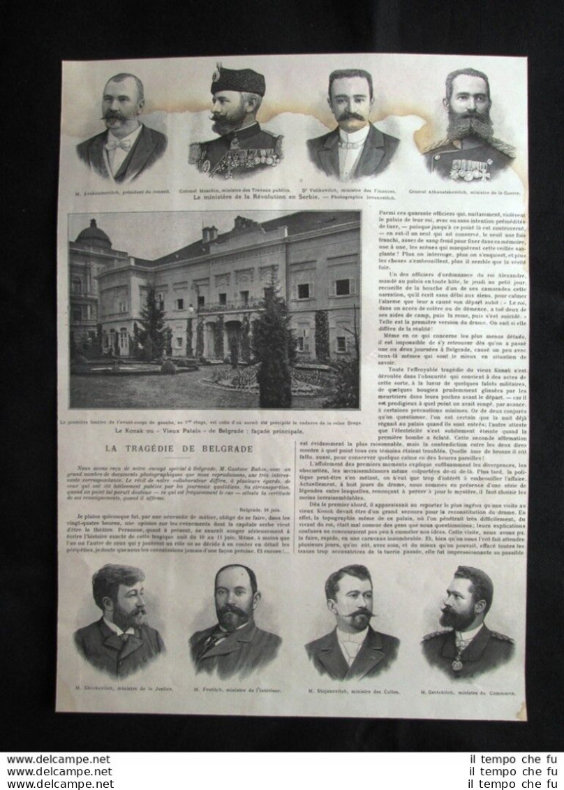 Belgrado:Avakoumovitch,Maschin,Velikovitch,Ghivkovitch,Protitch Stampa Del 1903 - Autres & Non Classés