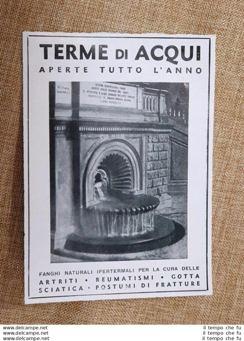 Pubblicità Del 1937 Terme Di Acqui Aperte Tutto L'anno - Sonstige & Ohne Zuordnung