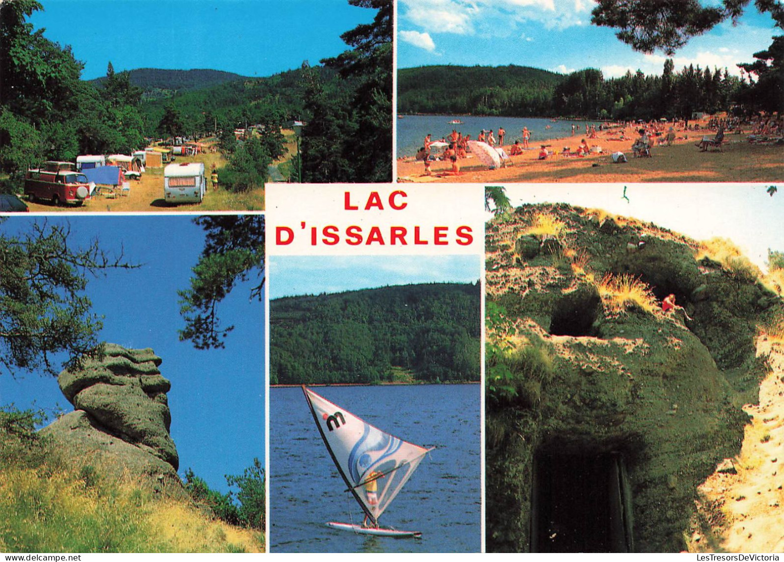 FRANCE - Lac D'Issarles - Camping - Grottes Troglodytes - Rocher Du Sphinx - Animé - Carte Postale - Andere & Zonder Classificatie