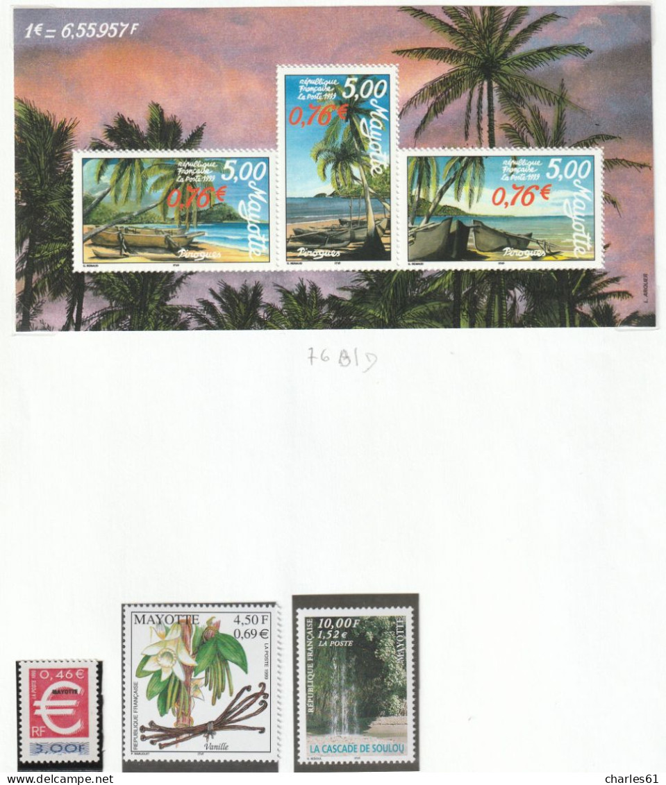 MAYOTTE - LOT TIMBRES (1997-1999) neufs ** : cote 235€