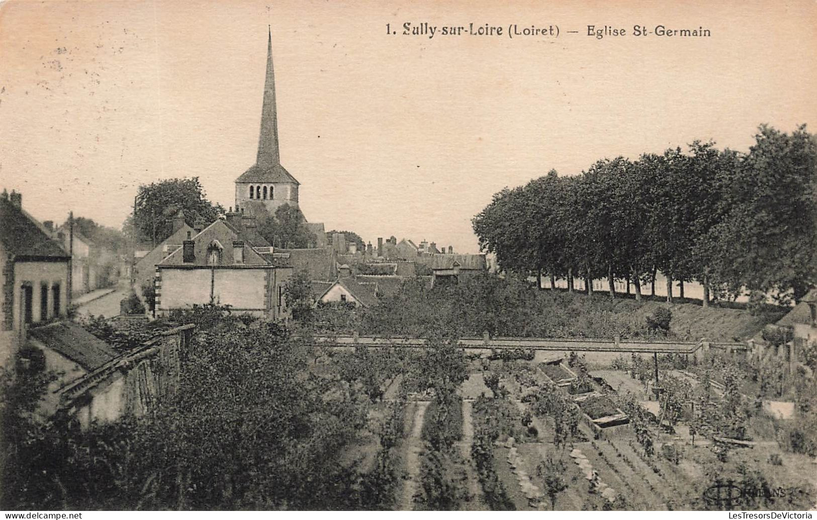 FRANCE - Sully Sur Loire (Loiret) - Vue Sur L'église St Germain - Vue Générale - Carte Postale Ancienne - Sully Sur Loire