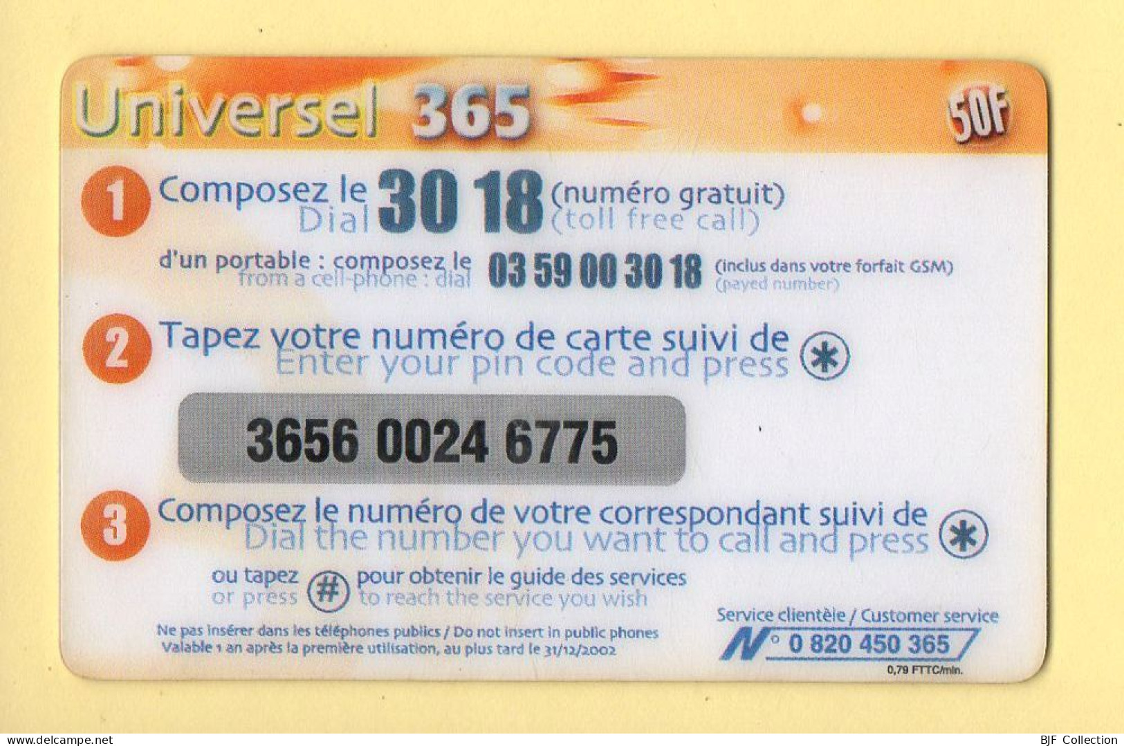 Carte Prépayée : UNIVERSEL 365 / 50 Francs (365 Jours Chez Votre Marchand De Journaux) - Sonstige & Ohne Zuordnung