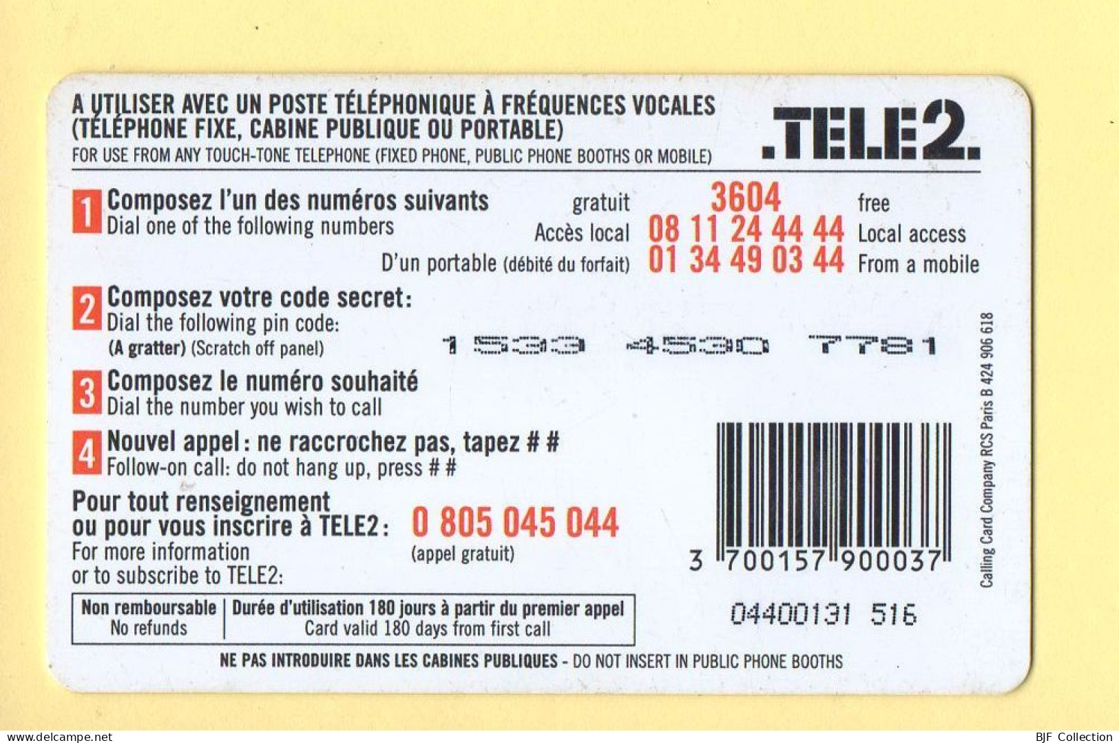 Carte Prépayée : TELE2 / Universelle 50 Francs (7,62E) - Andere & Zonder Classificatie