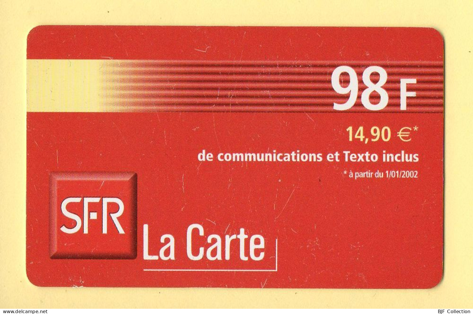 Carte Prépayée : SFR (CEGETEL) La Carte / 98 F (14,90 E) - Andere & Zonder Classificatie