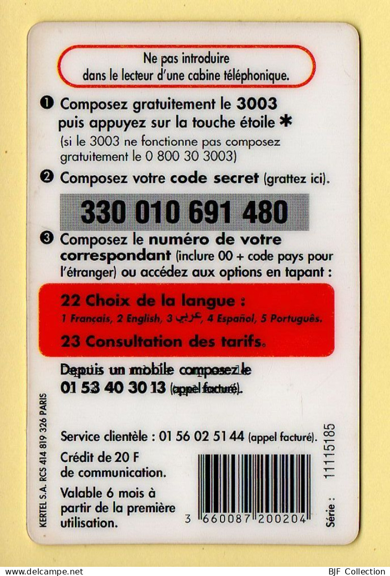 Carte Prépayée : KERTEL / MAXI MINUTE / 20 Francs Dépannage - Altri & Non Classificati