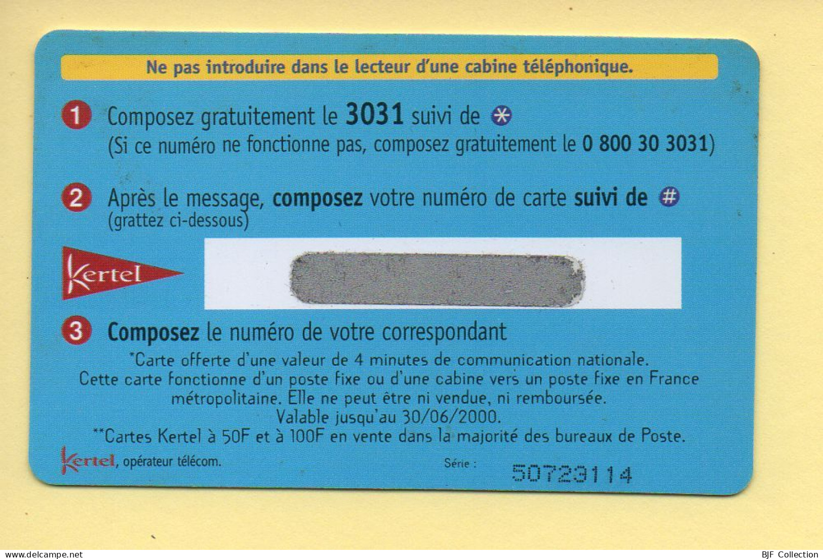 Carte Prépayée : KERTEL / LA POSTE / 4 Minutes (non Gratté) - Autres & Non Classés