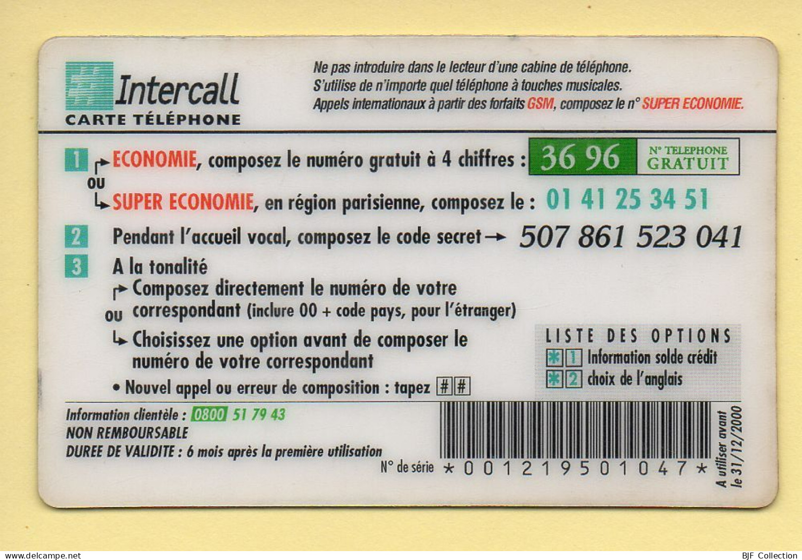 Carte Prépayée : INTERCALL / 60 Unités - Otros & Sin Clasificación