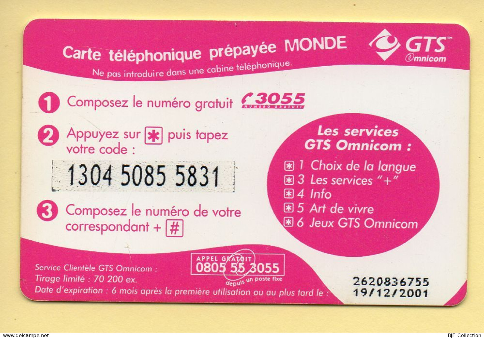 Carte Prépayée : GTS Omnicom / Monde / 100F - Autres & Non Classés