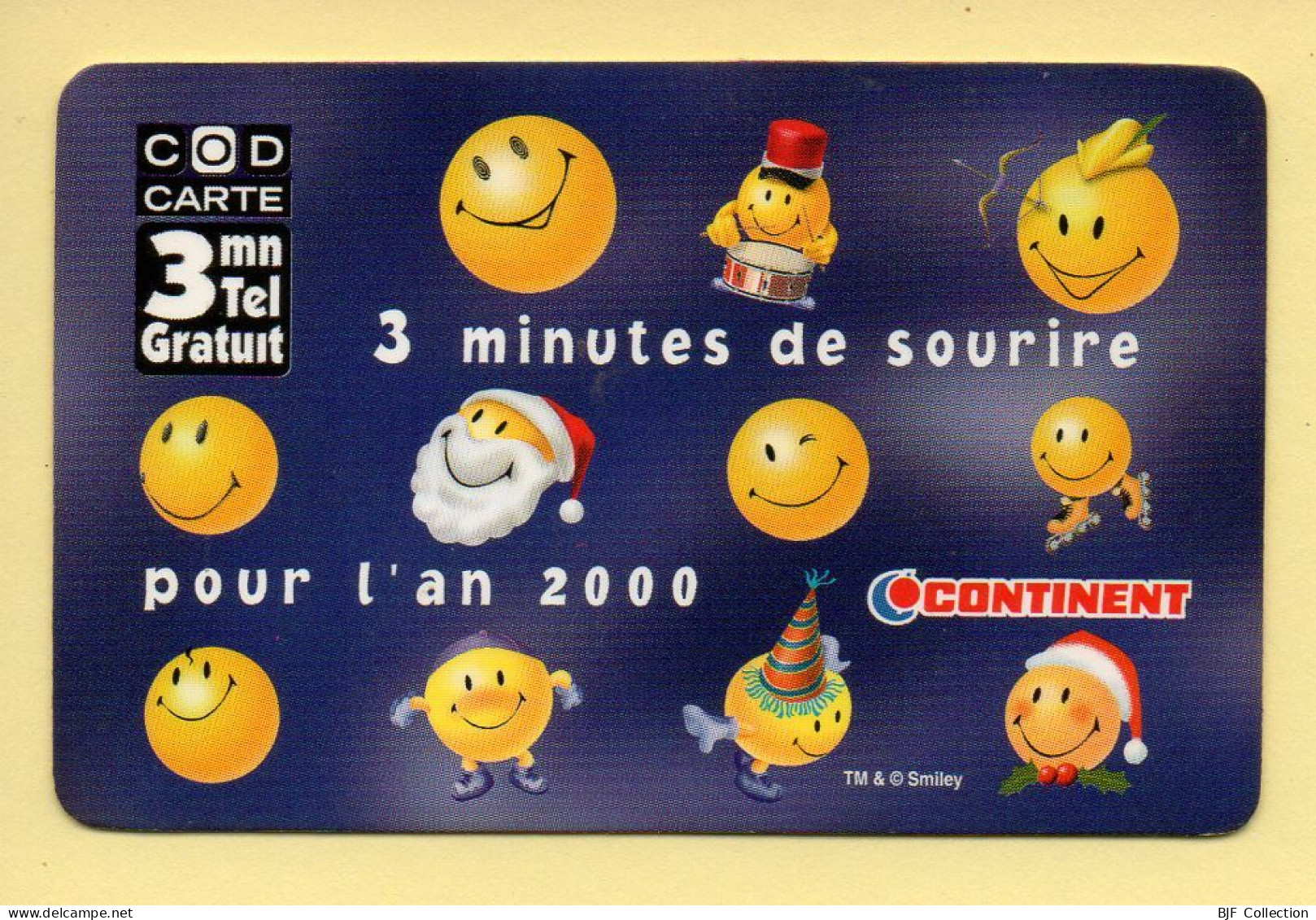Carte Prépayée : COD CARTE / CONTINENT / 3 Minutes De Sourires Pour L'an 2000 - Autres & Non Classés