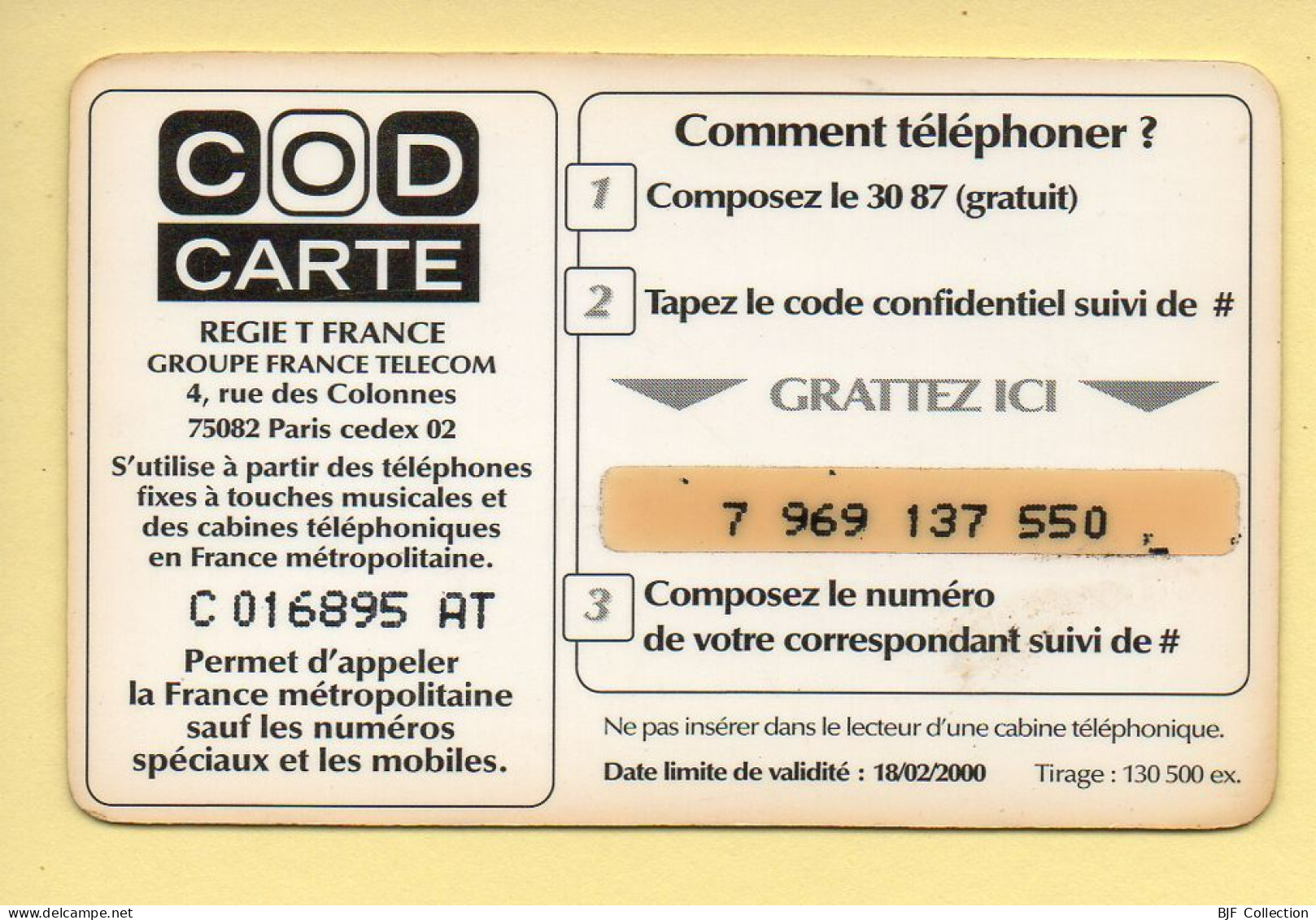 Carte Prépayée : COD CARTE / CONTINENT / 3 Minutes De Sourires Pour L'an 2000 - Other & Unclassified