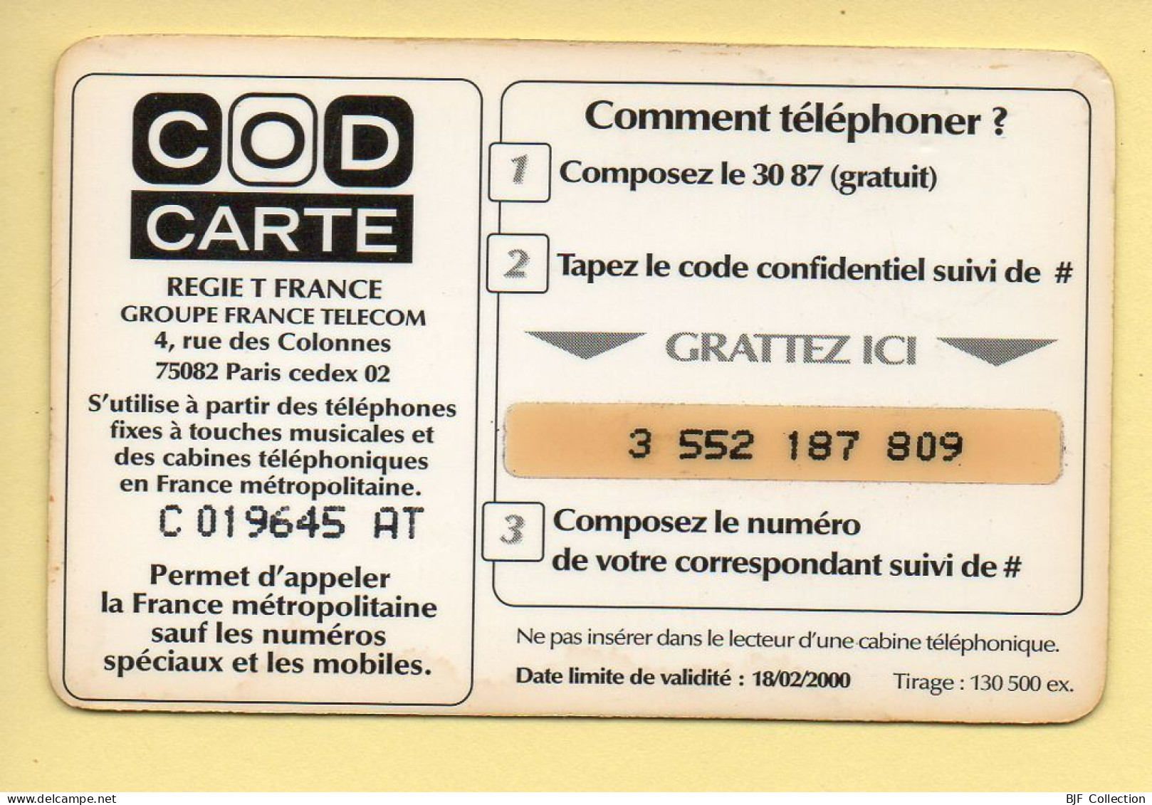 Carte Prépayée : COD CARTE / CONTINENT / 3 Minutes De Sourires Pour L'an 2000 - Autres & Non Classés
