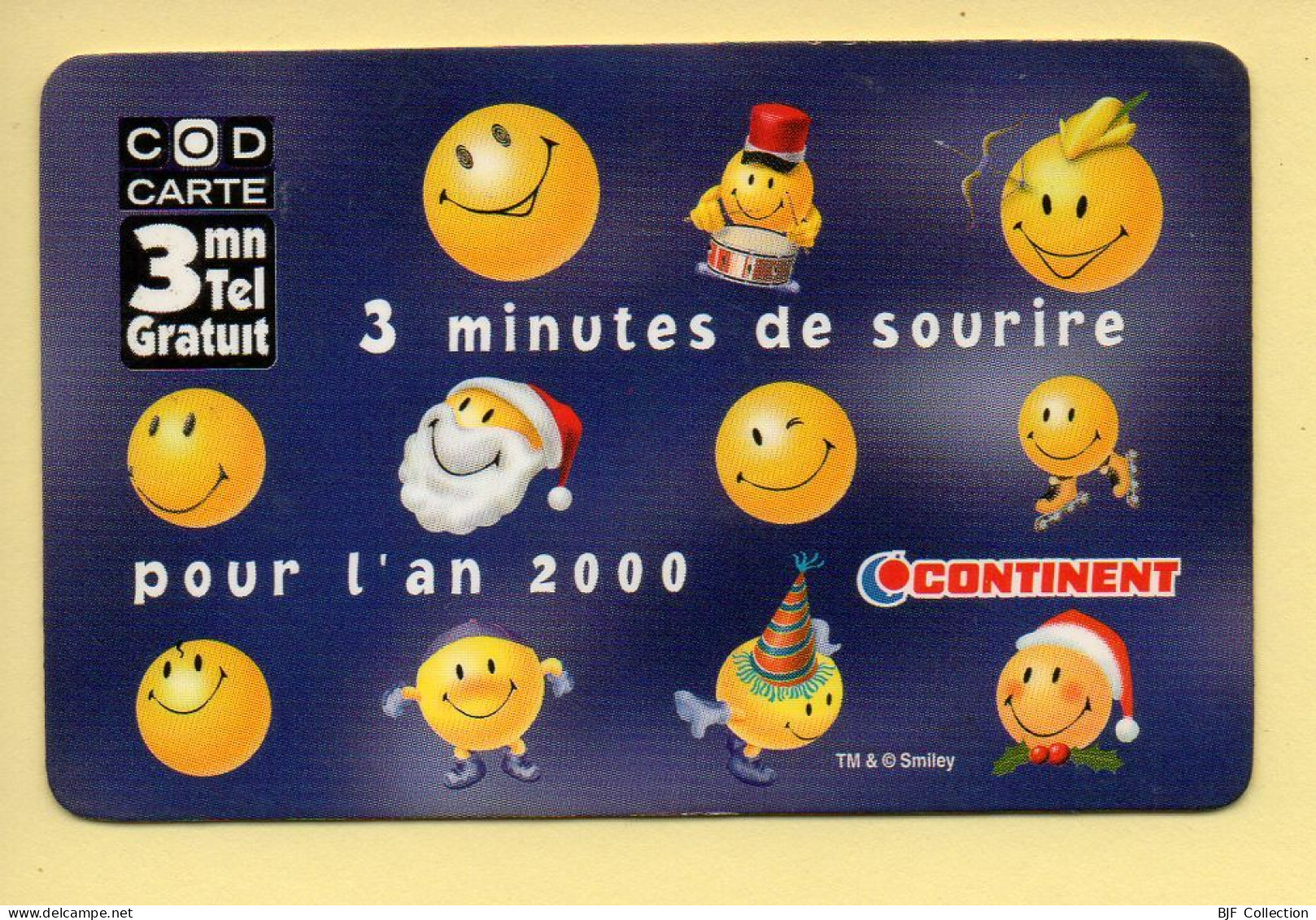 Carte Prépayée : COD CARTE / CONTINENT / 3 Minutes De Sourires Pour L'an 2000 - Otros & Sin Clasificación