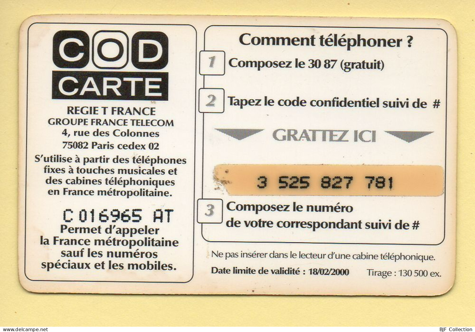 Carte Prépayée : COD CARTE / CONTINENT / 3 Minutes De Sourires Pour L'an 2000 - Altri & Non Classificati