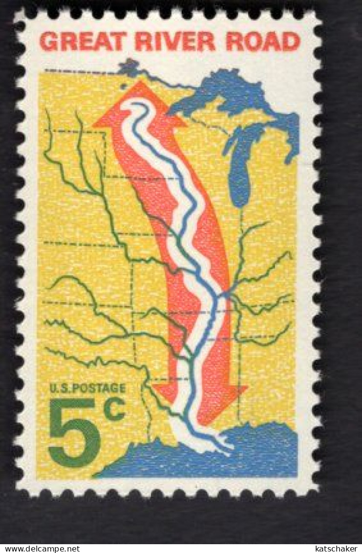 202340427 1966 SCOTT 1319 POSTFRIS MINT NEVER HINGED (XX) - GREAT RIVER ROAD - MAP - Neufs