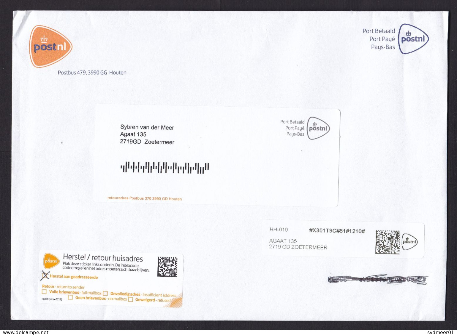 Netherlands: Cover, 2024, Postage Paid, From Postal Service, 2x Label Redirected, Sorting Problem (minor Creases) - Brieven En Documenten