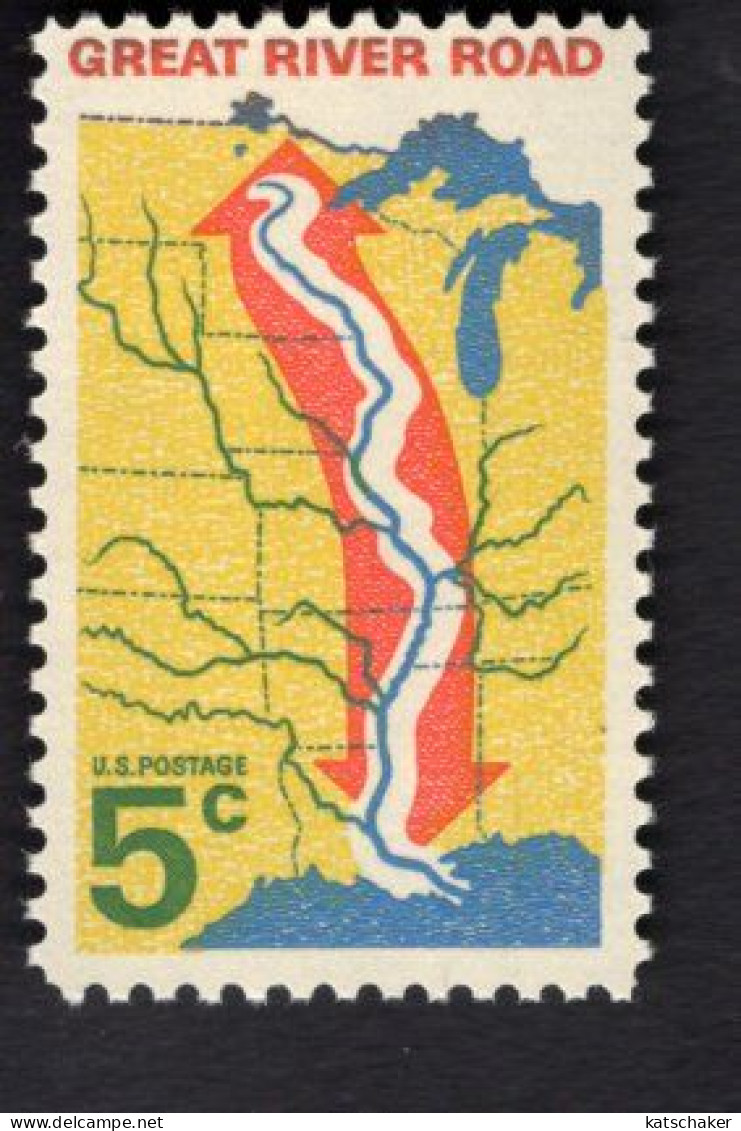 2006882006 1966 SCOTT 1319A POSTFRIS MINT NEVER HINGED (XX) - GREAT RIVER ROAD - MAP TAGGED - Unused Stamps