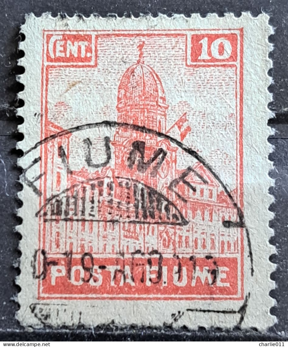 TOWER WITH FLAG-10 C -POSTMARK FIUME-ITALY-YUGOSLAVIA-CROATIA-1919 - Croacia