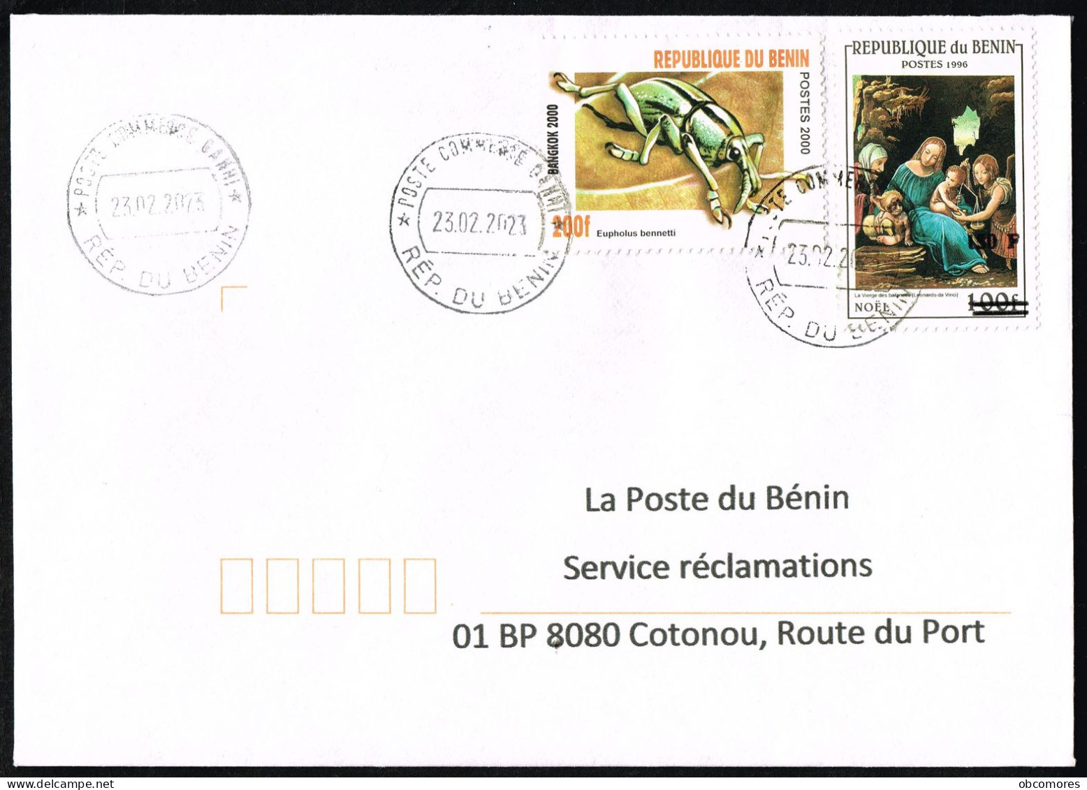 Benin Local Cover 2023 - Surcharge Overprint Mi 1280 Da Vinci + Mi XVII Insect - Benin - Dahomey (1960-...)