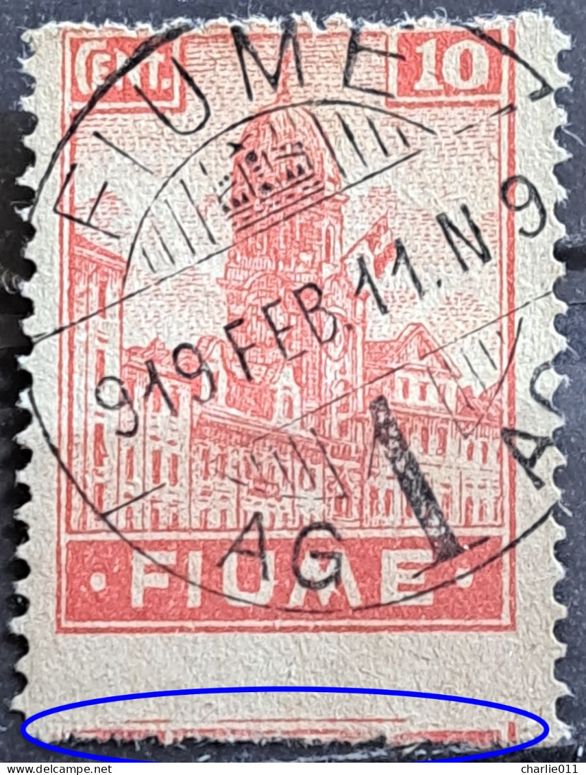 TOWER WITH FLAG-10 C -POSTMARK FIUME-MISPLACED PICTURE-ITALY-YUGOSLAVIA-CROATIA-1919 - Croazia