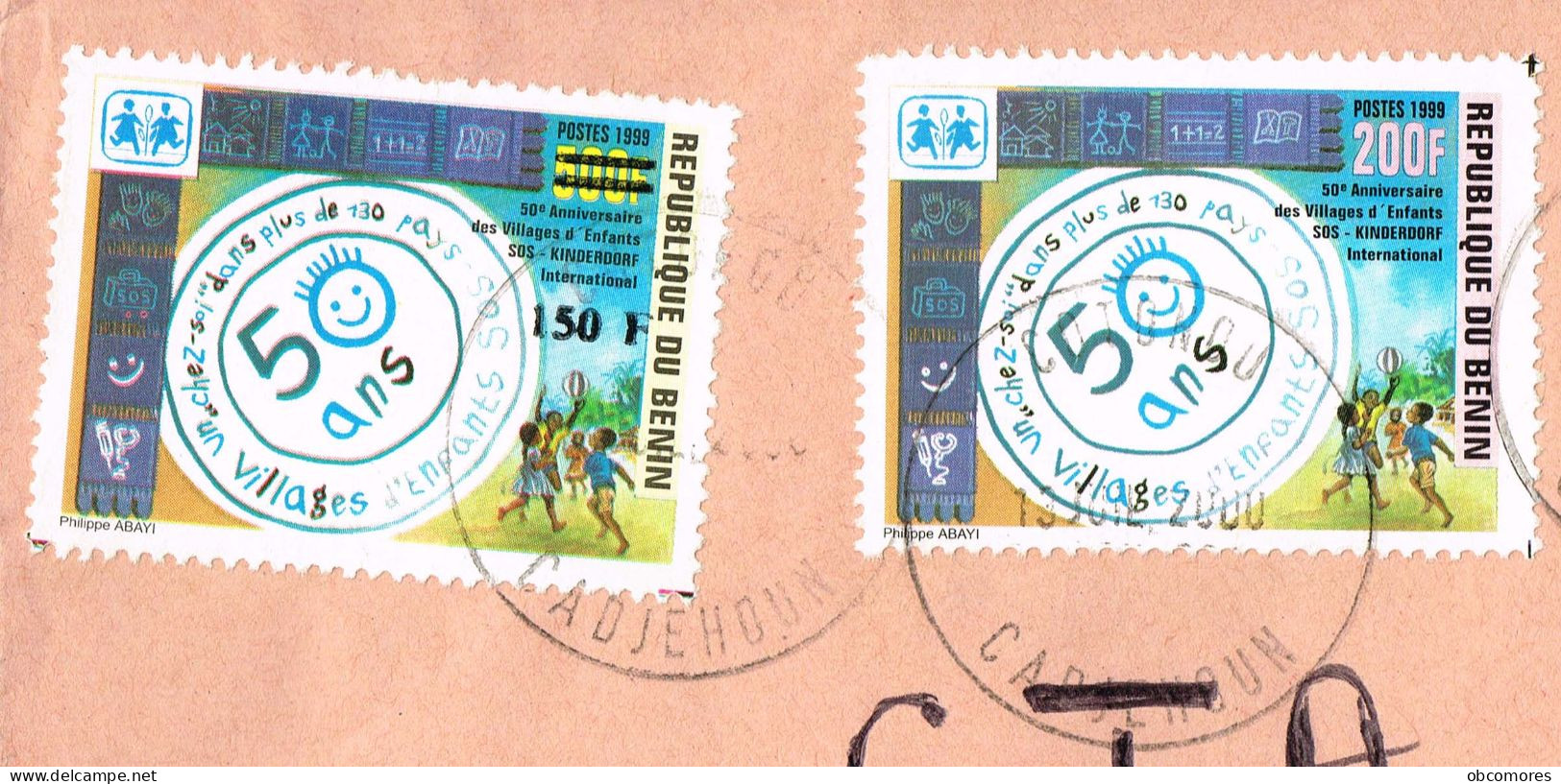 Benin Cover 2000 - Surcharge Overprint Mi 1309 + Mi 1207 Children SOS Kinderdorf - Bénin – Dahomey (1960-...)