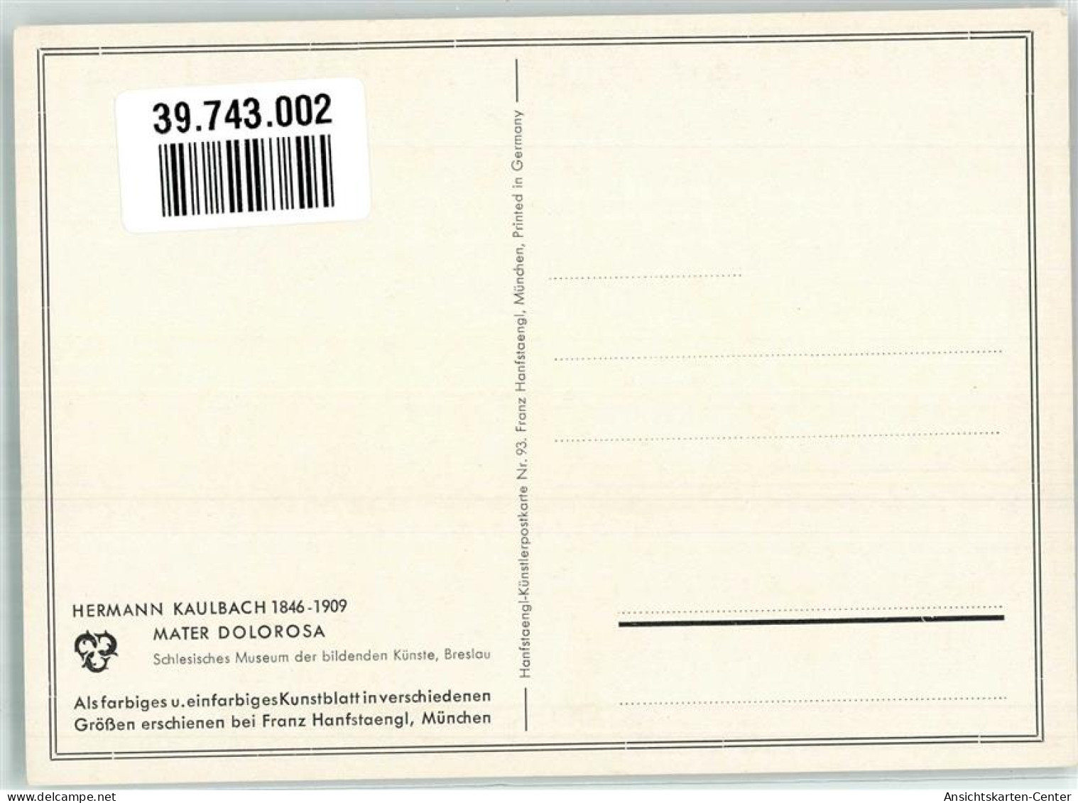 39743002 - Mater Dolorosa Verlag Hanfstaengl Nr.93 Baby - Kaulbach, Hermann