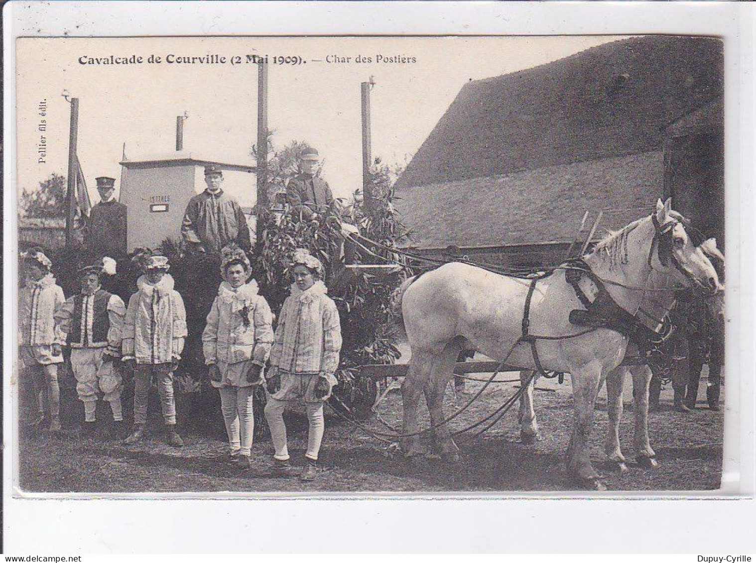 COURVILLE: 1909, Char Des Postiers - Très Bon état - Courville