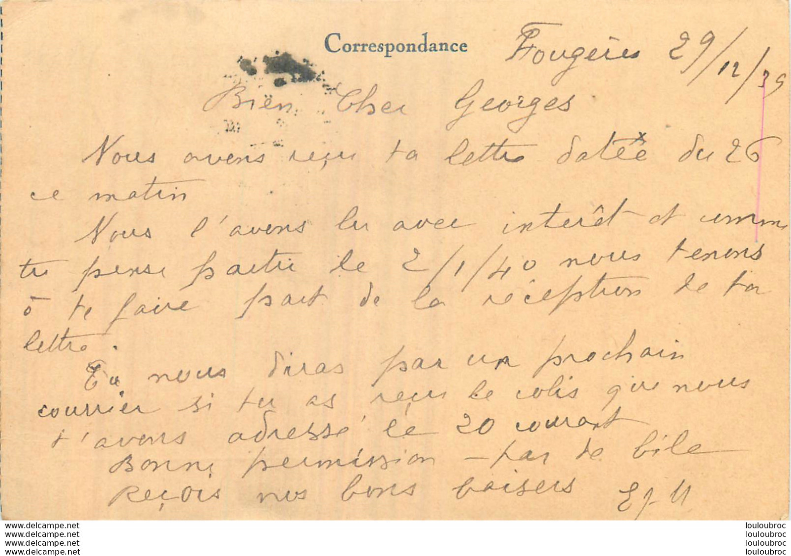 CORRESPONDANCE MILITAIRE 12/1939 POUR SOLDAT MEURICE GEORGES 460em REGIMENT DE PIONNIERS 8e COMPAGNIE  SP 26 - 1939-45