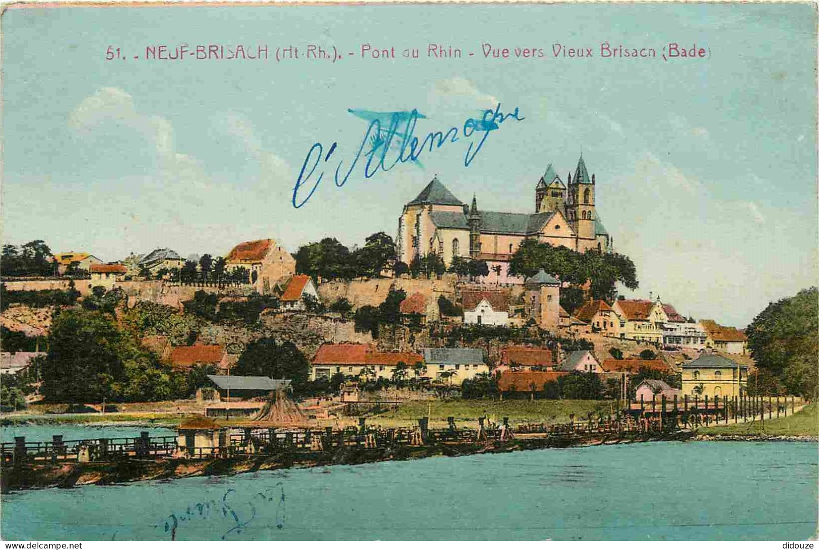 68 - Neuf-Brisach - Pont Du Rhin - Vue Vers Vieux Brisach - Colorisée - CPA - Voir Scans Recto-Verso - Neuf Brisach
