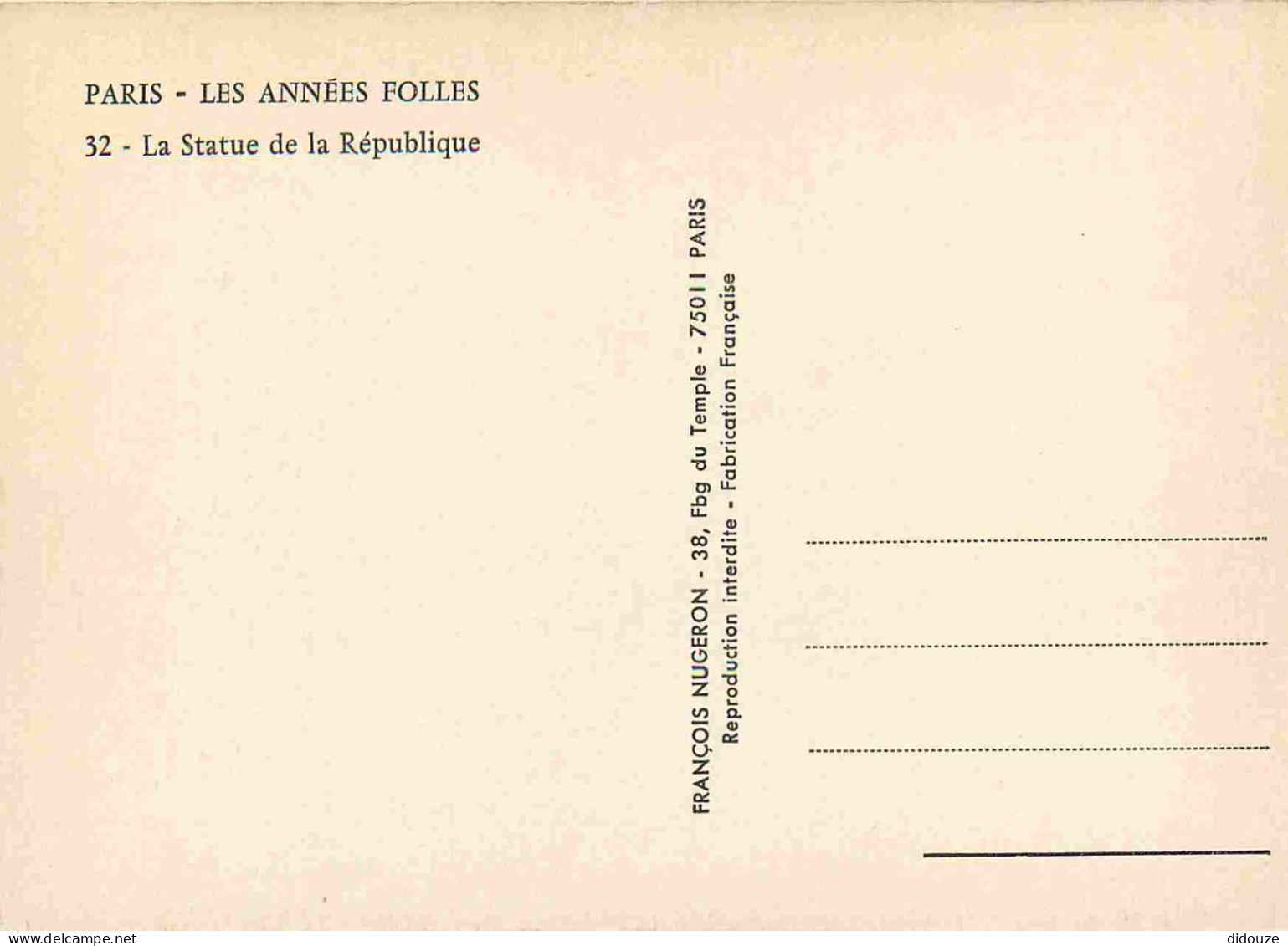 Reproduction CPA - 75 Paris - La Statue De La République - Paris Les Années Folles - 32 - CPM - Carte Neuve - Voir Scans - Ohne Zuordnung